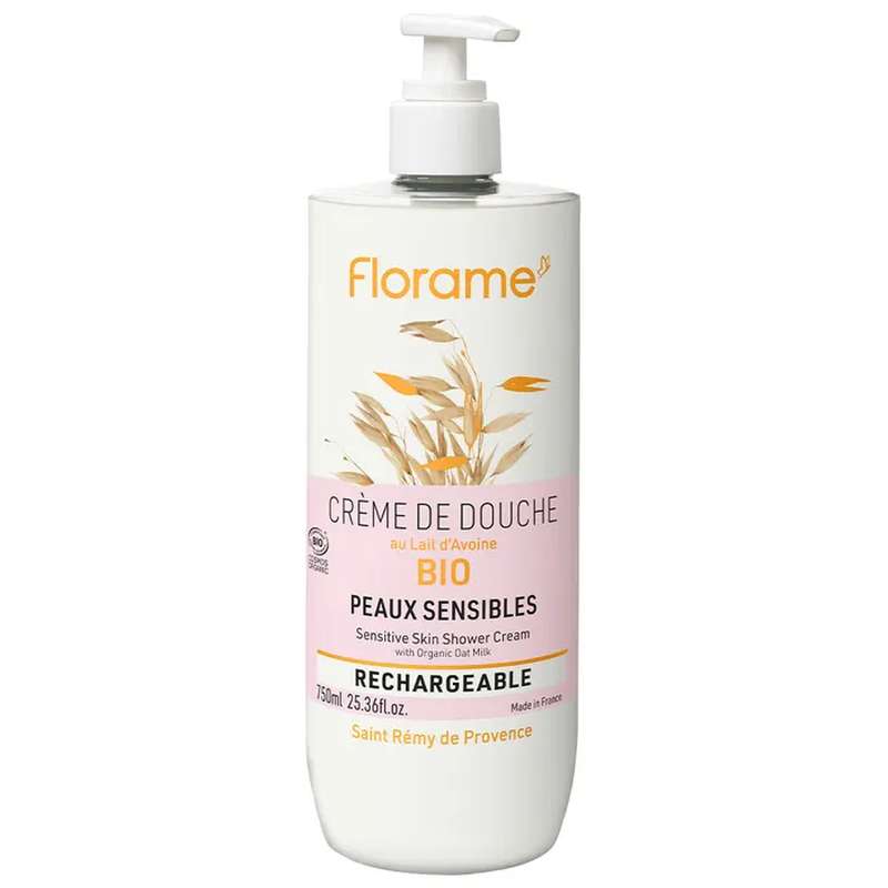 Florame Crème de douche Peaux sensibles Lait d'avoine BIO rechargeable 750ml